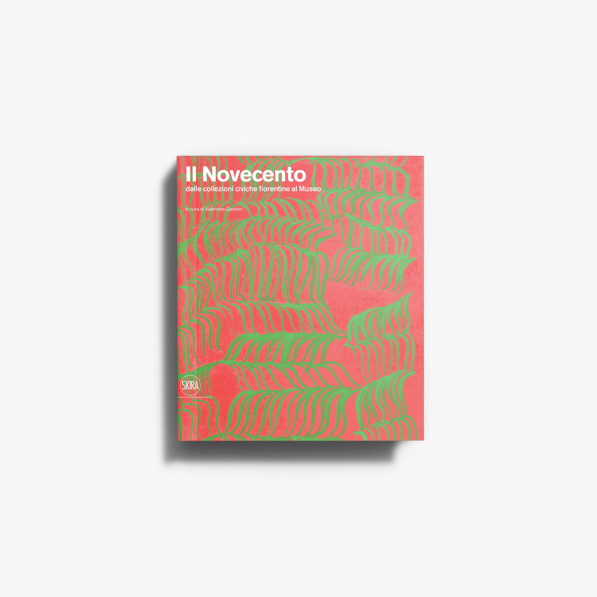 Arte italiana del XX secolo libro d'arte Skira Arte, copertina rosa e verde con motivo grafico ondulato