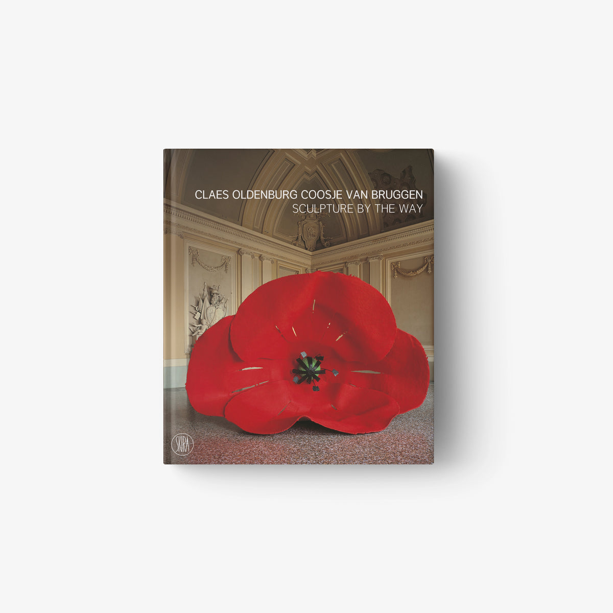 Square book cover with red poppy flower graphic and title text