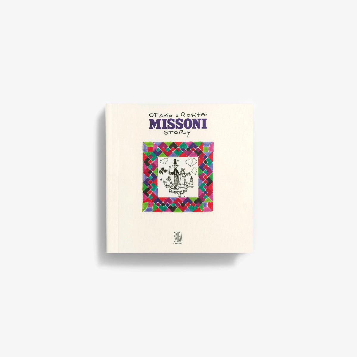 Art book in cream with Missoni Story cover by Skira Arte, with photographic puzzle of Missoni creations