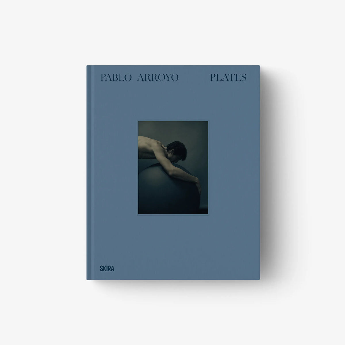 Art book with blue cover, 'PABLO ARROYO' and 'PLATES' titles, framed photo on front.