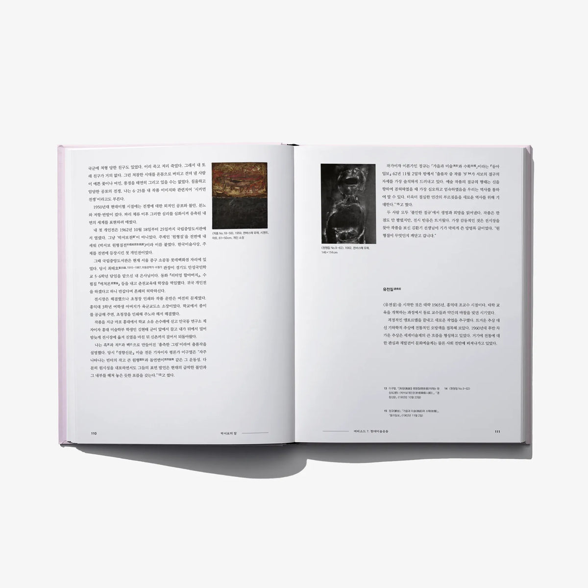 Open Korean edition graphic novel with text blocks and small grayscale photo