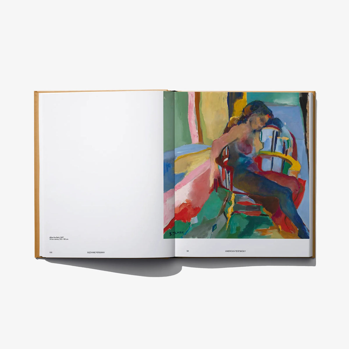 Art book by Suzanne Perlman, open spread with one colorful painting