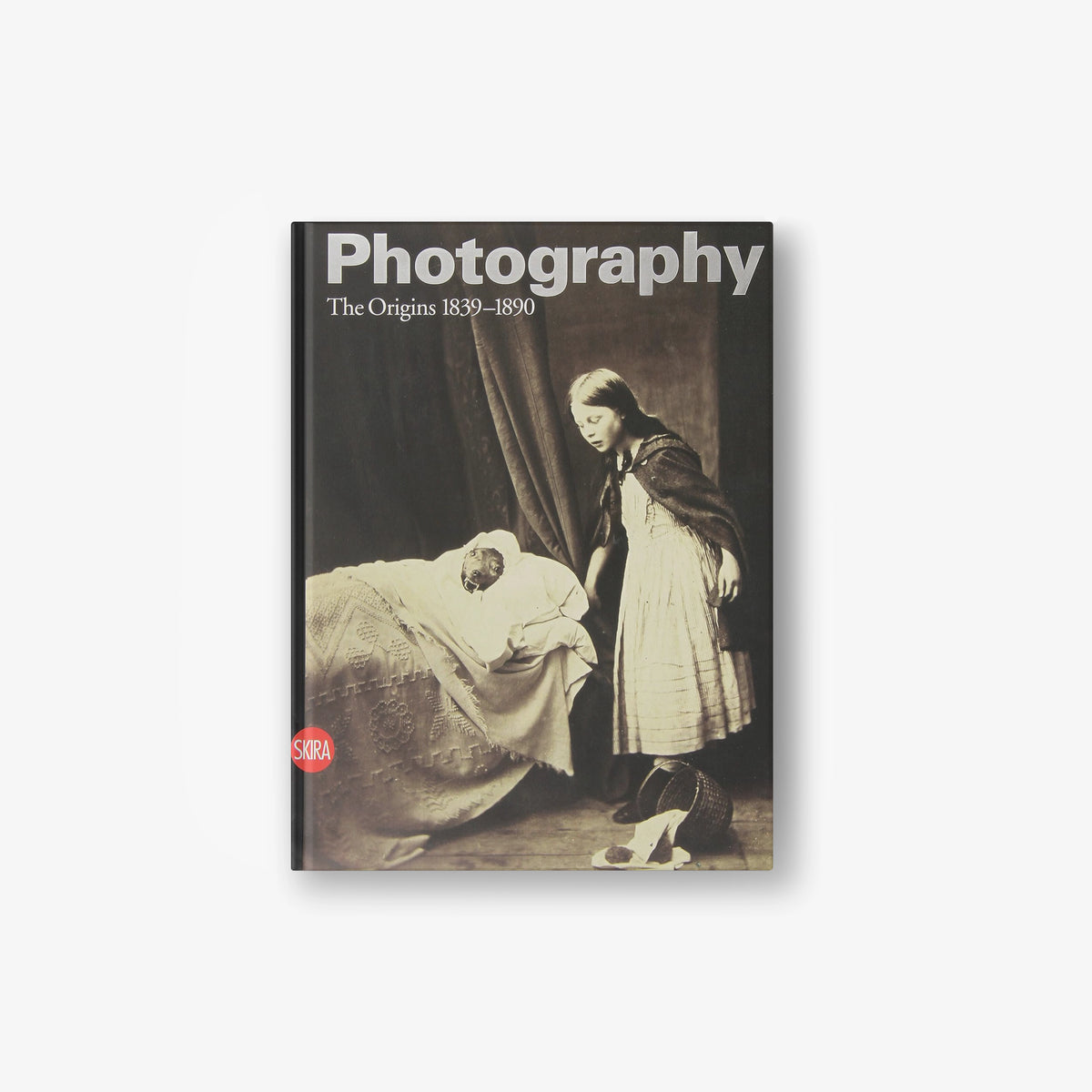 Photography book, dark cover with sepia portrait and “Photography”/1839–1890 text