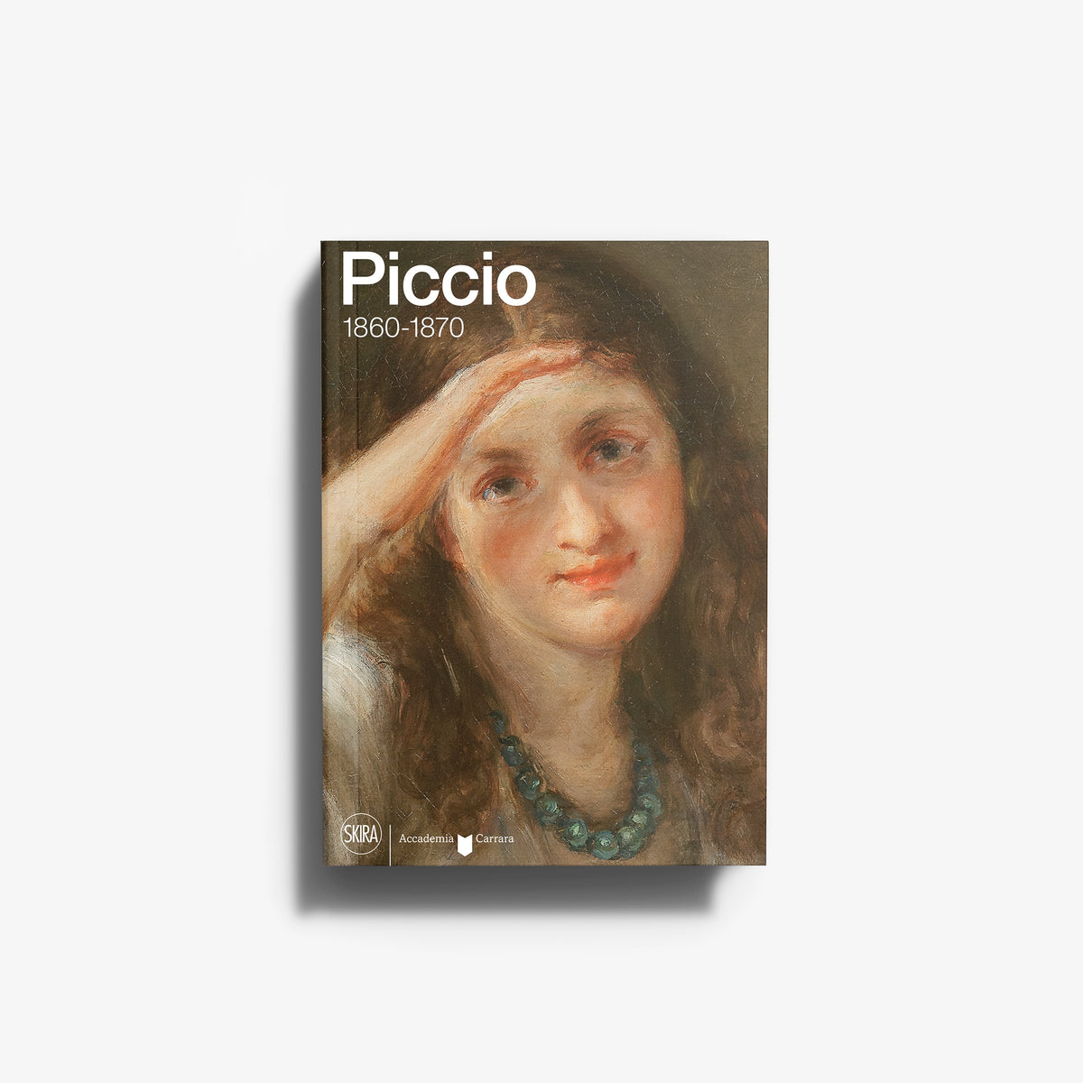 Monograph on Giovanni Carnovali detto Piccio by Skira Arte, 1860 to 1870, portrait painting cover with painted woman's face