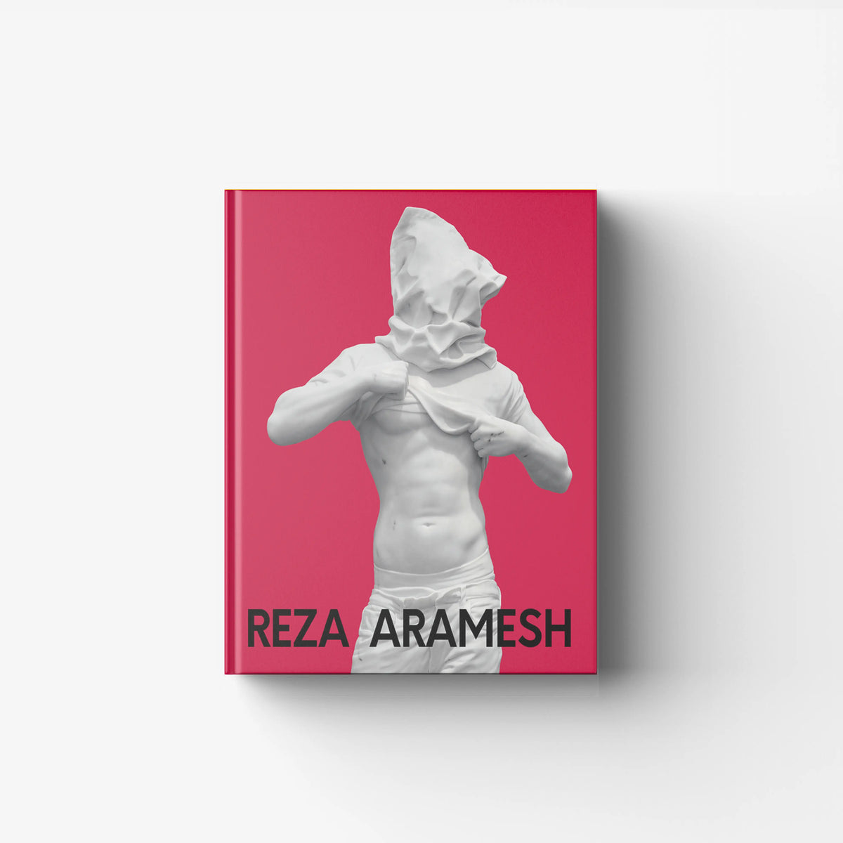 Contemporary art bookcatalogue by Skira Arte, Reza Aramesh, with red cover and white sculpture figure