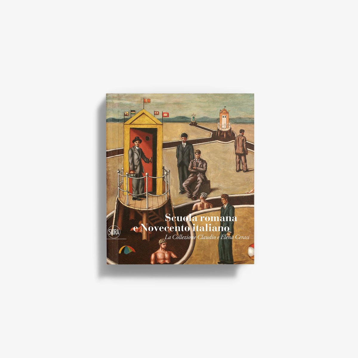 Roman School and Italian Twentieth-Century art book cover, illustrated figures and tower