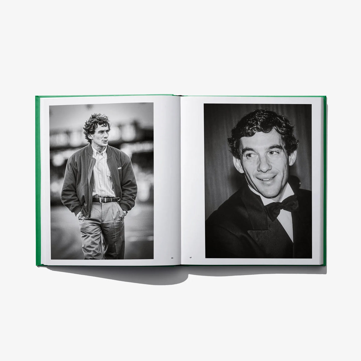 Ayrton Senna Forever book opened to black-and-white portraits on two pages