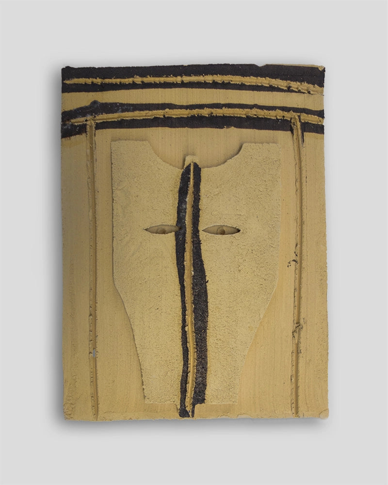 Limited edition terracotta dipinta sculpture by Mimmo Paladino for Skira Arte, with cross motif and painted stripes