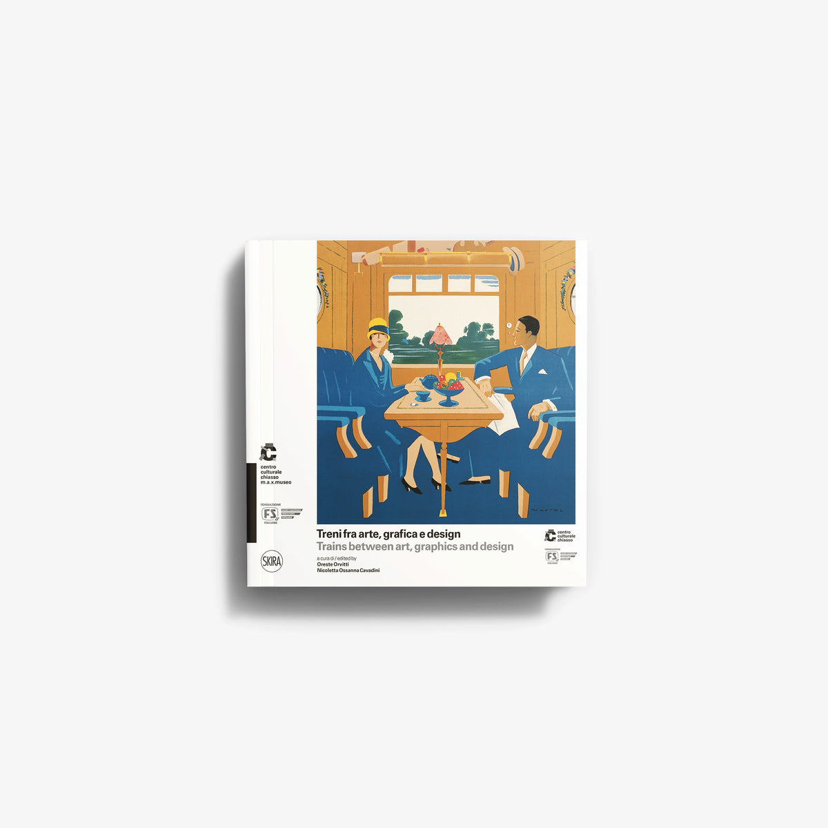 Art and design book by Skira Arte with illustrated train scene on cover, featuring symbolic and imaginative train study