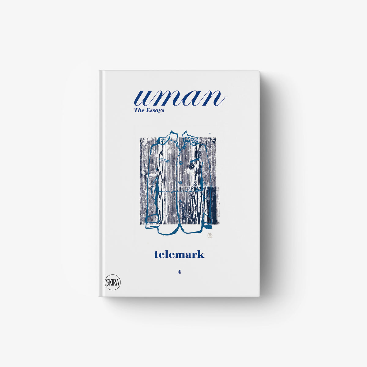 UMAN The Essays Telemark hardcover book, white cover with blue illustration