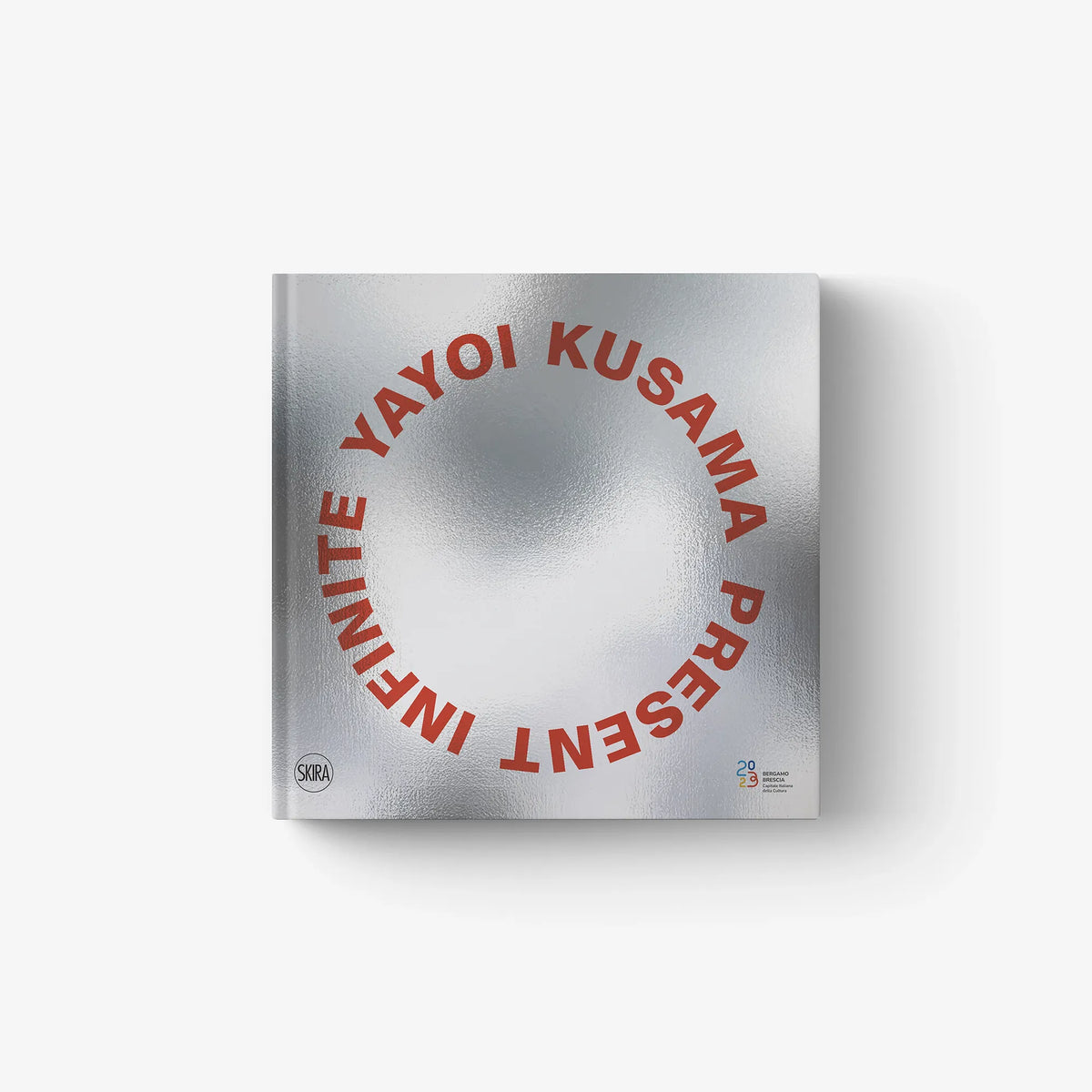 Art book cover with grey background and red diagonal lettering