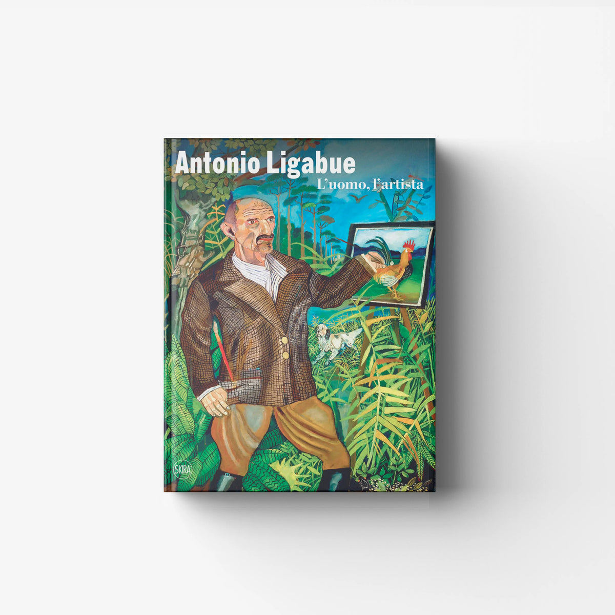 Art monograph Antonio Ligabue by Skira Arte with hardback cover, featuring illustrated portrait and jungle scene