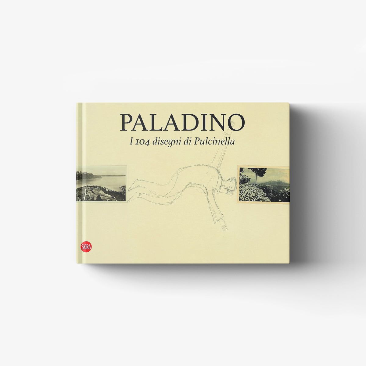 Art book in pale yellow with line drawings, Skira Arte Paladino, cycle of works inspired by Pulcinella