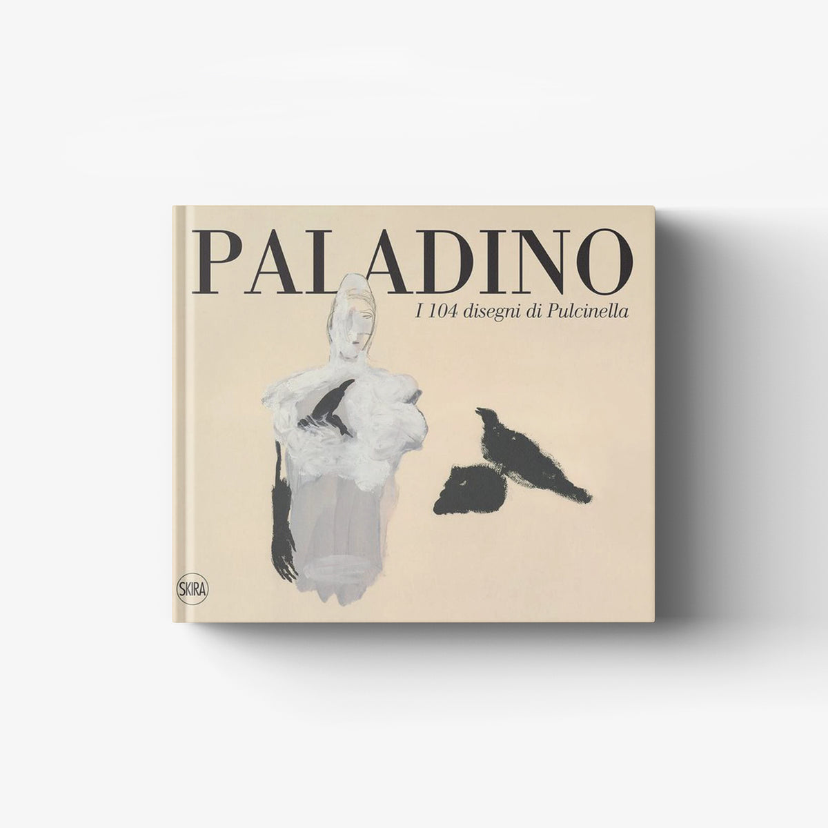 Art book with 104 drawings by Skira Arte, Paladino, illustrated suite graphic with Pulcinella figure on beige cover